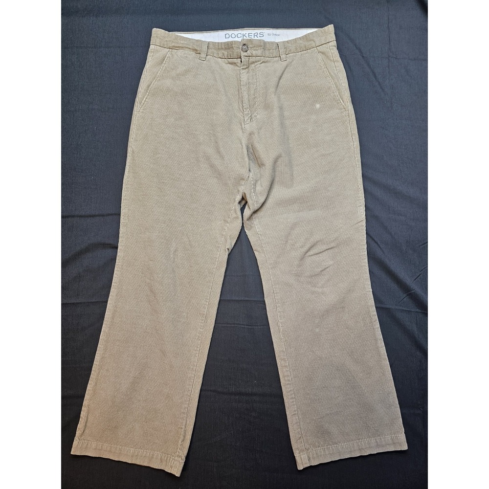 Dockers Mens D3 Classic Fit Pants 36x29 Brown Corduroy Flat Front
